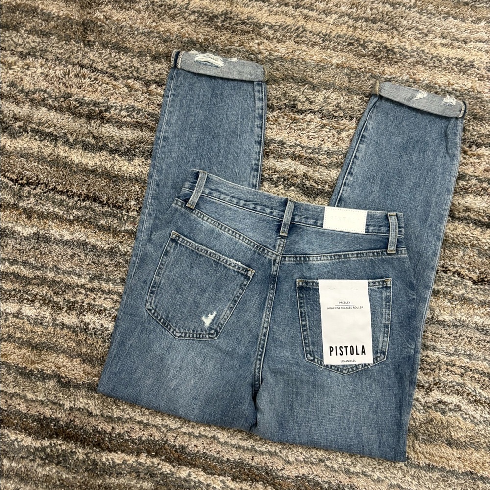 Pistola High Rise Relaxed Fit Jeans Sz 26 NWT | Pistola Presley High Rise Roller - Picture 12 of 13